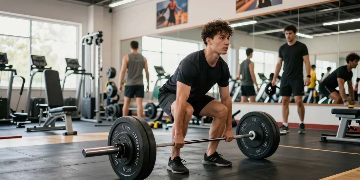 Deus Medical Steroide im Fitnessstudio bei einer Trainingssession zur Steigerung der Leistungsfähigkeit.