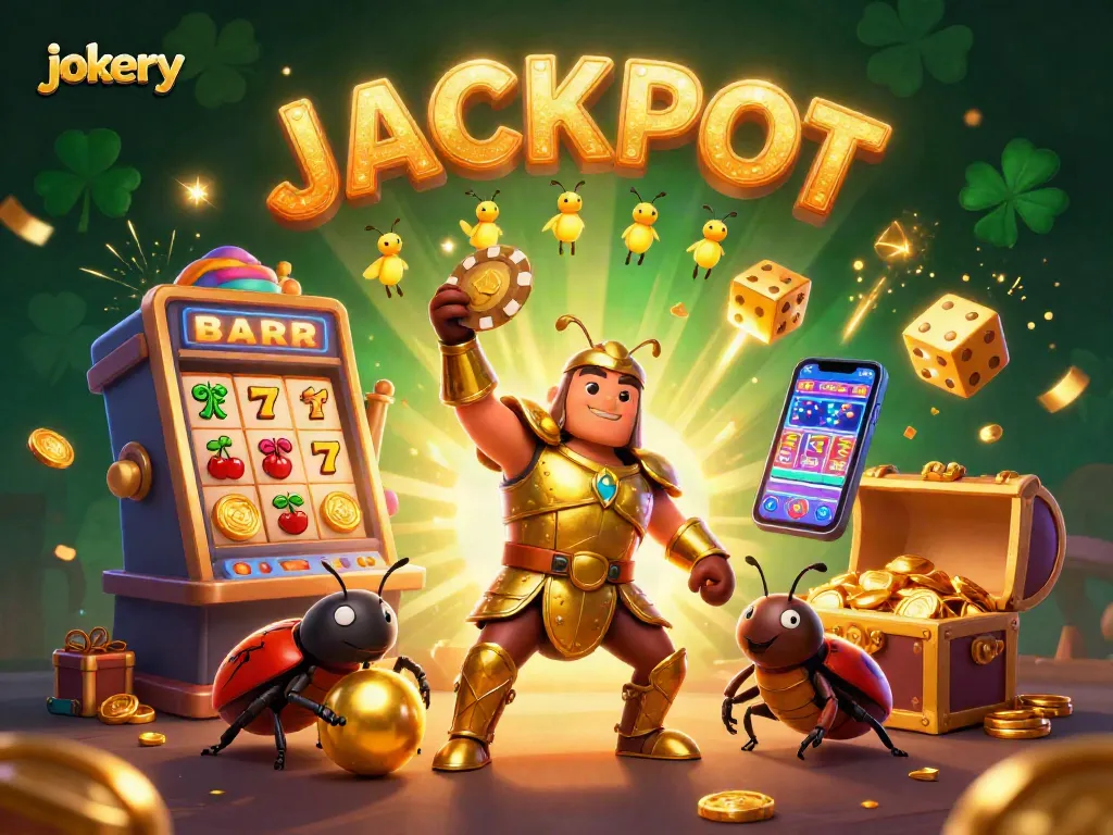 Engage with jokery at the casino, featuring beetles in armor winning big, spreading excitement and victory.