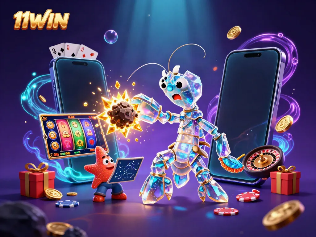 Experience thrilling wins at 11WIN with a magnificent 3D scene of vibrant slot games and underwater magic.