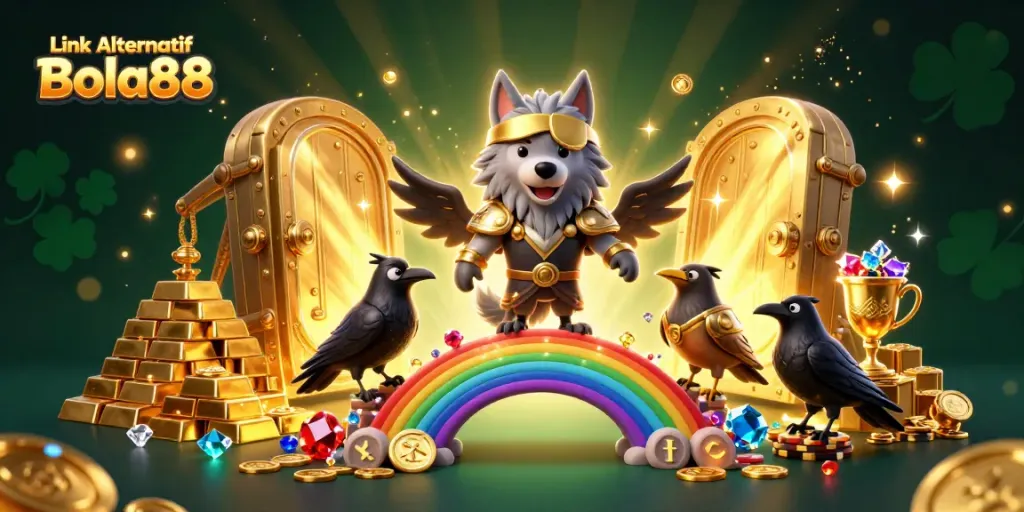 Experience winning strategies with Link Alternatif Bola88, featuring vibrant Norse characters amid casino treasures.