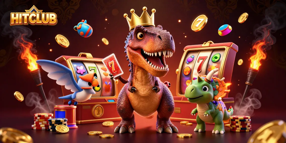 Play and win at HITCLUB with this animated scene filled with slot machine fun!